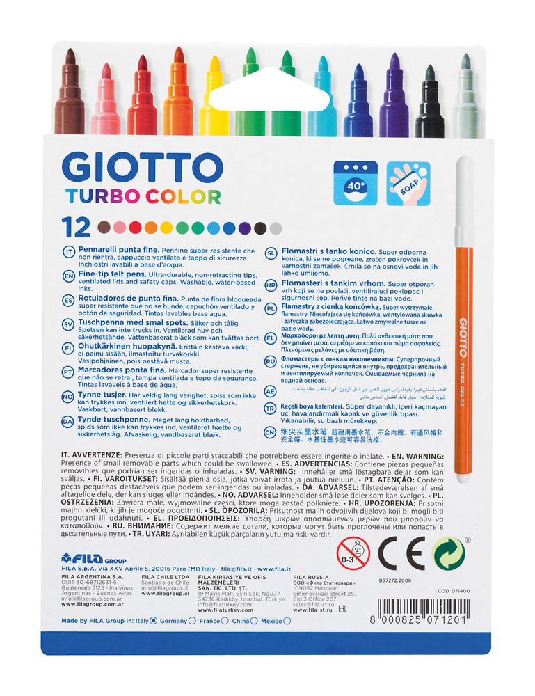 Pennarelli Punta Fine Conf.12 Pz Turbo Color Giotto