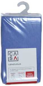 Lenzuolo Jersey Angoli Tinta Unita 1piazza Cm90x200 Azzurro Scuro Casa - Foto 1