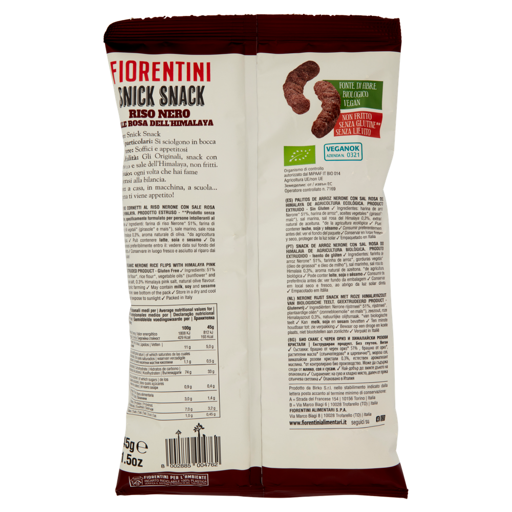 Cornetti Al Riso Bio Snick Snack Con Riso Nero Fiorentini - Foto 3