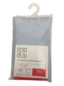 Lenzuolo Con Angoli Tinta Unita 2 Piazze Cm 180x200 Azzurro Chiaro Casa - Foto 1