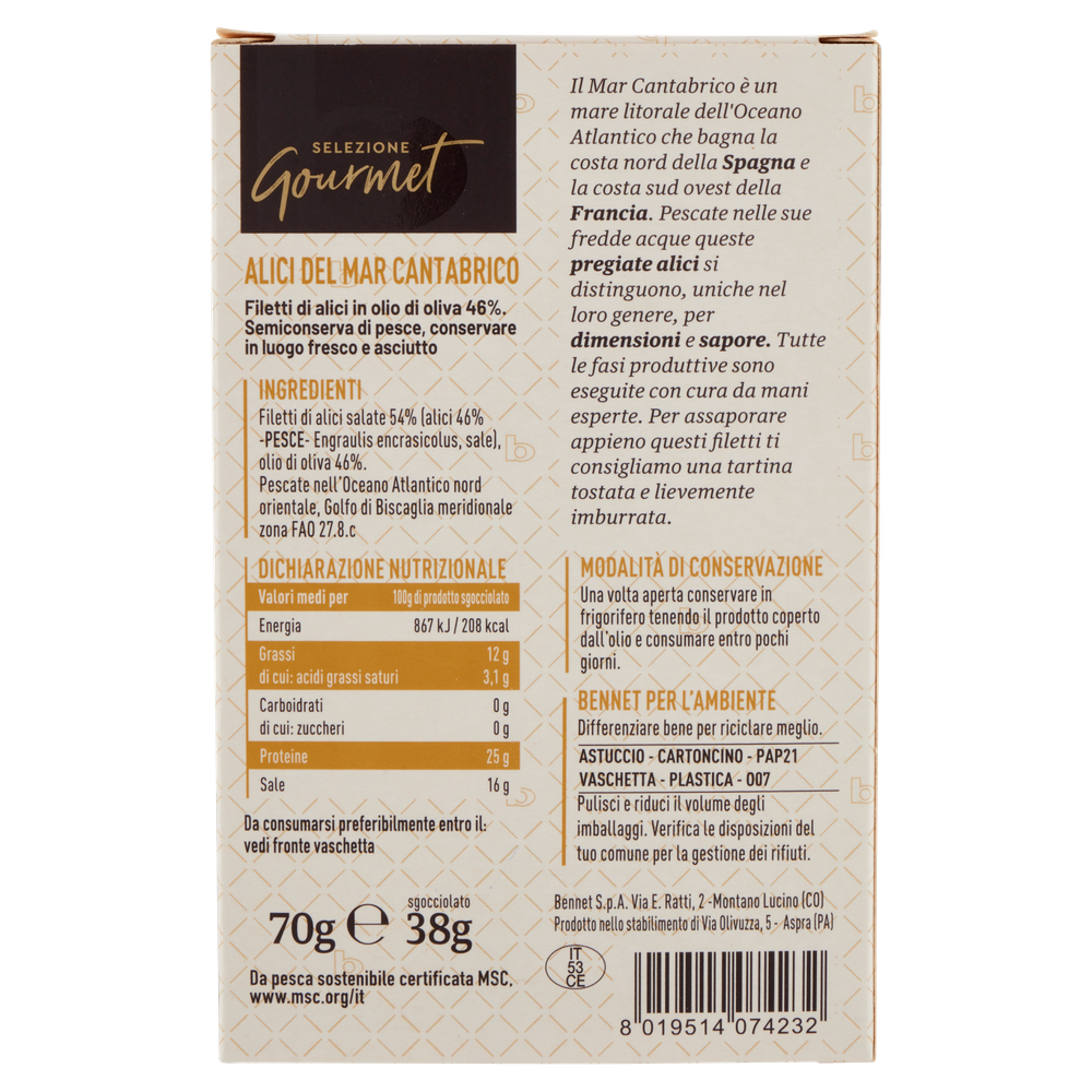 Alici Del Cantabrico In Olio D'oliva Selezione Gourmet Bennet - Foto 3