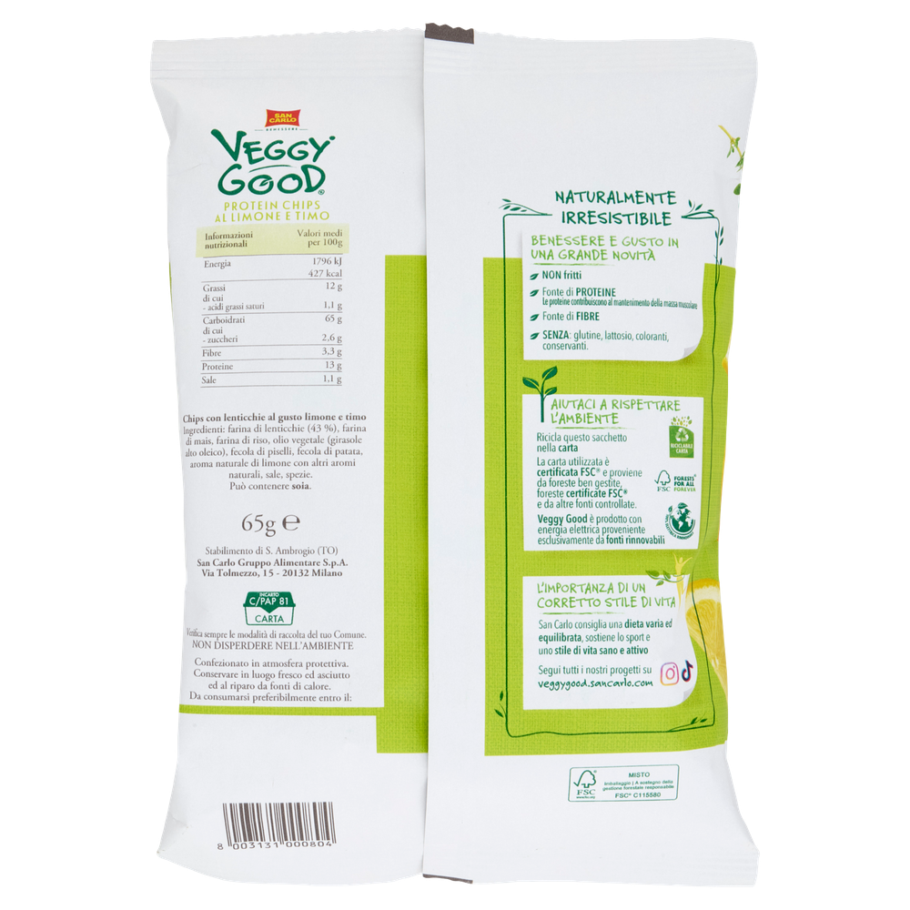 Patatine Protein Limone E Timo Veggy Good San Carlo - Foto 3