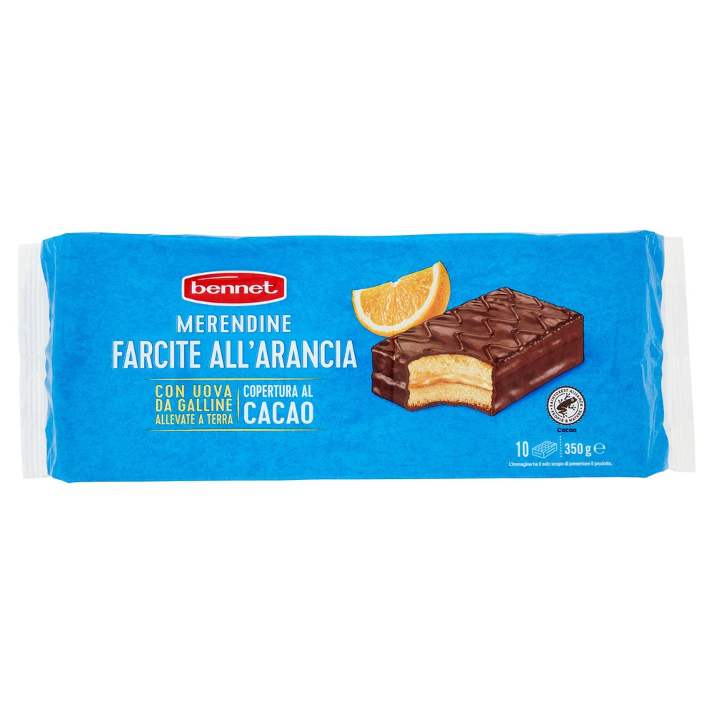 Merendine Ricoperte Al Cacao Magro Farcite Arancia 10x35g Bennet - Foto 1