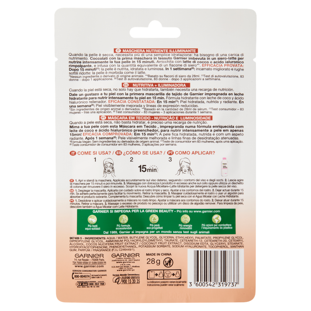Maschera Viso Nutri Bomb Cocco Garnier - Foto 3