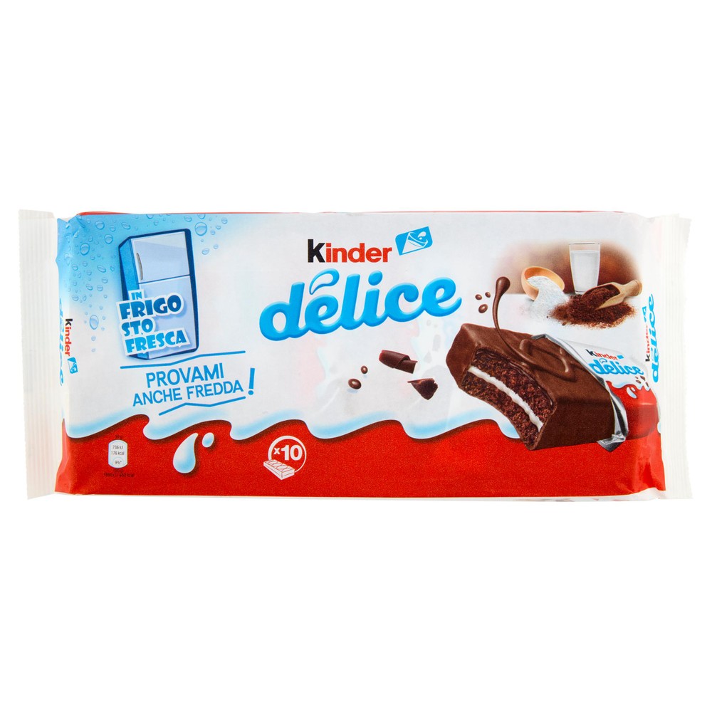 Merendine Kinder Delice Con Cacao E Farcitura Al Latte 10x39g Kinder - Foto 1