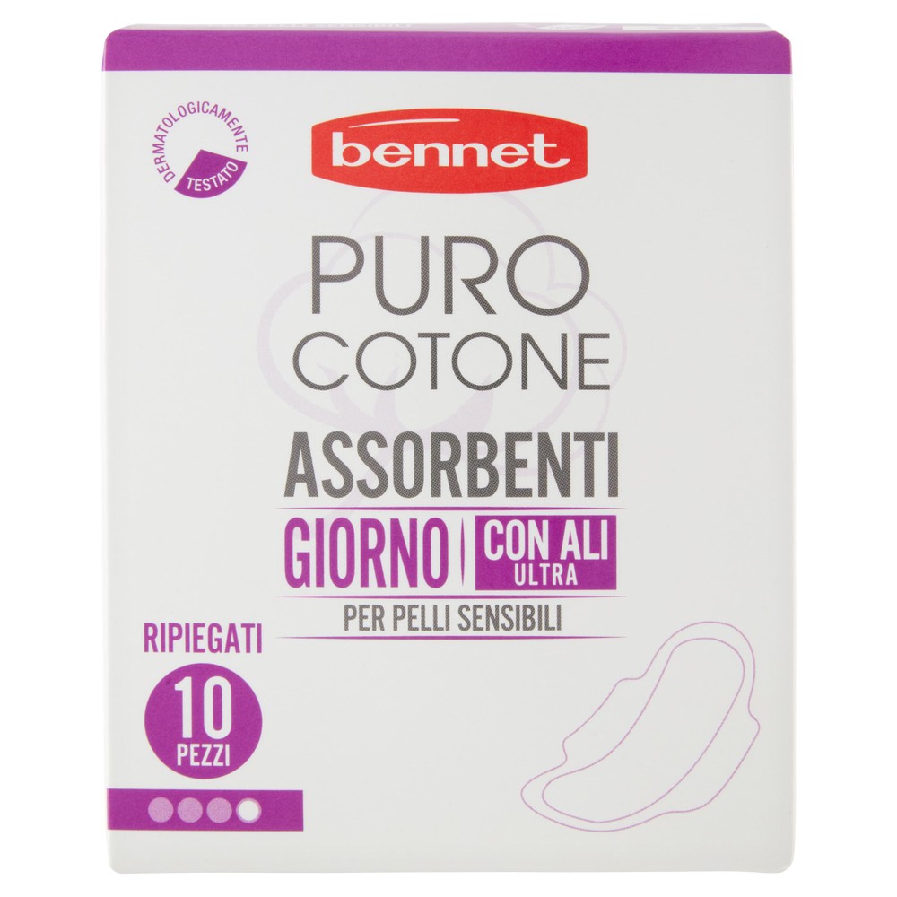 10 Assorbenti Giorno Con Ali Ripiegati In Cotone Bennet - Foto 1