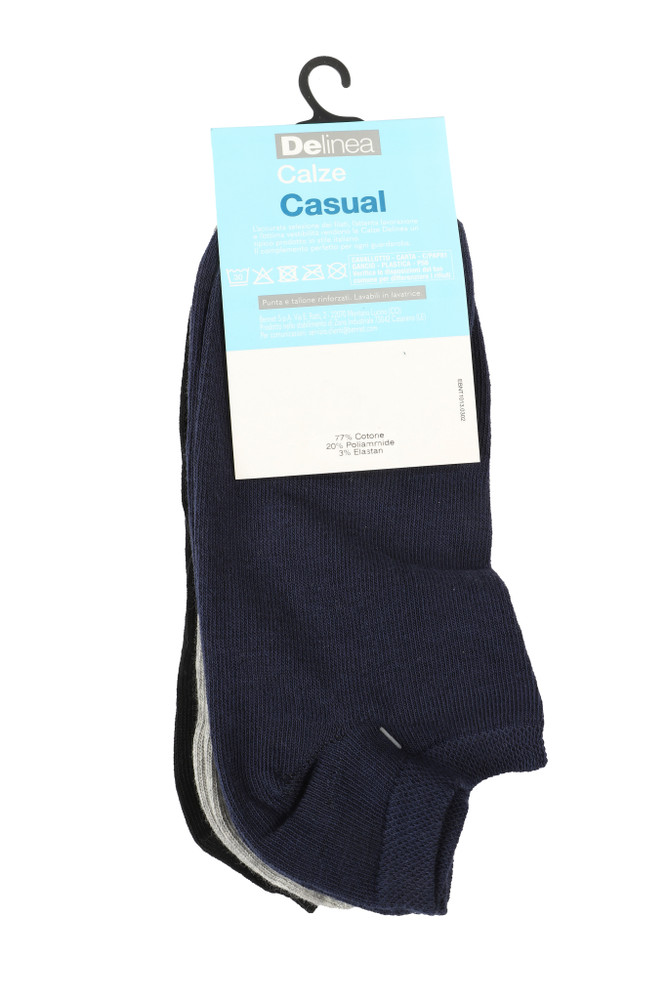 Calze Invisibili Uomo 43/46 Assortiti Conf Da 3 Maglia Liscia Delinea - Foto 2