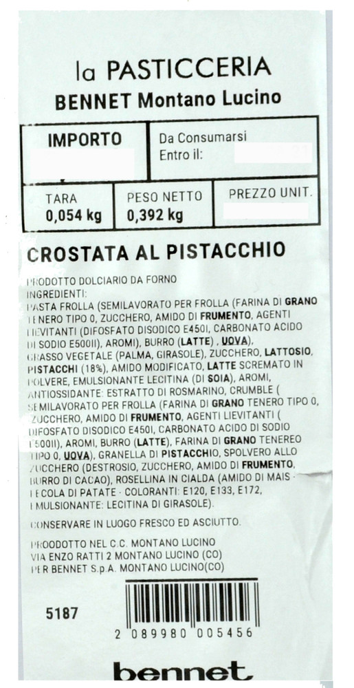 Crostata Al Pistacchio