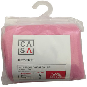 Federa Jersey Tinta Unita Cm50x80 Con Zip Rosa Conf Da 2 Casa - Foto 1