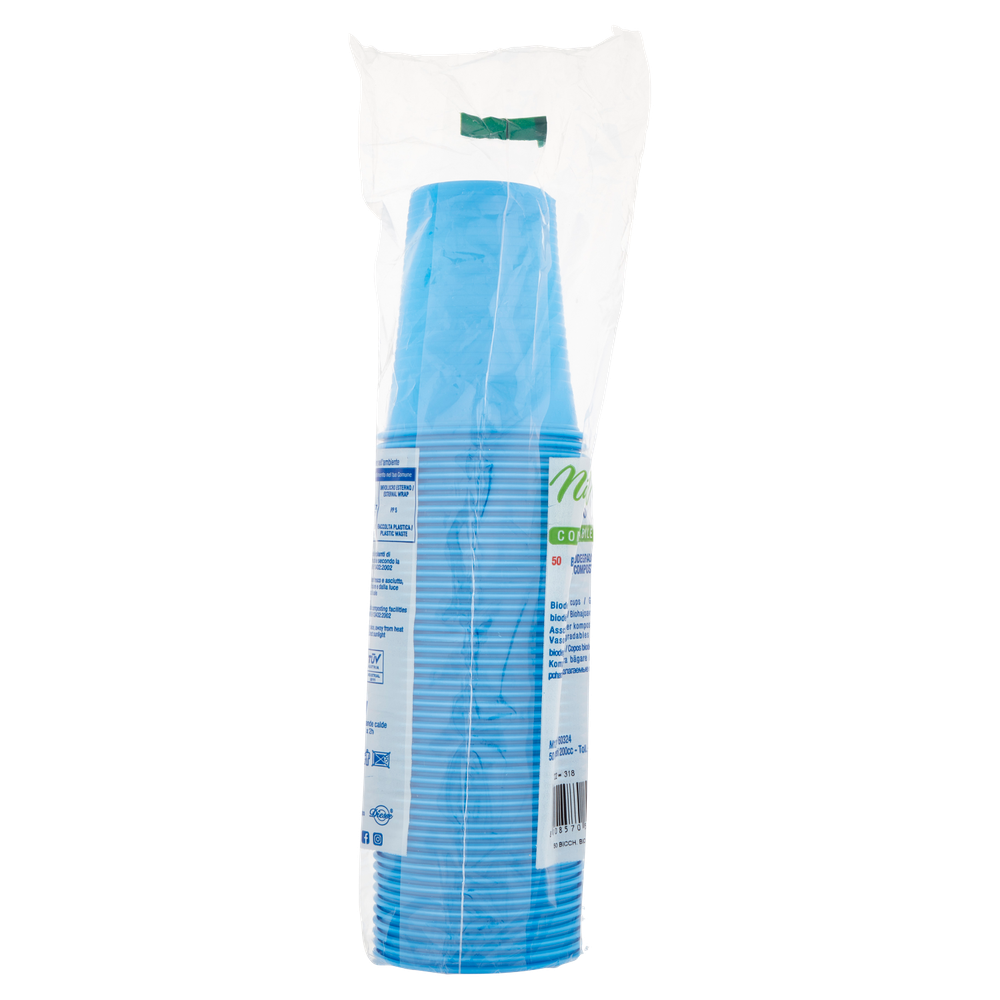 50 Bicchieri In Bioplastica Azzurri Natural Bibo - Foto 3