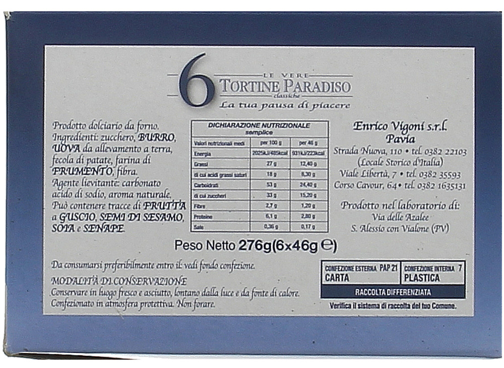 Merendine Tortine Paradiso Soffici 6x46g Vigoni - Foto 2