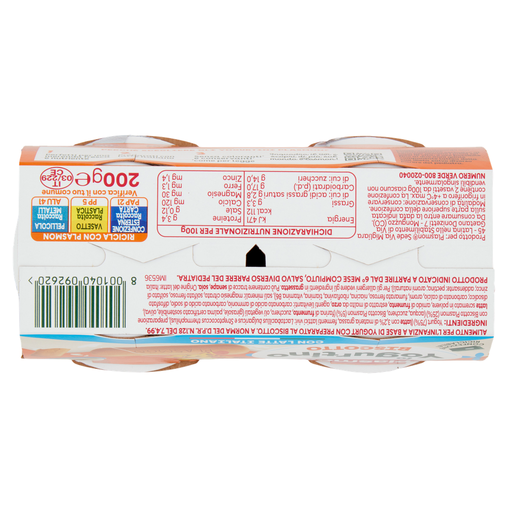Yogurtino Plasmon Biscotto 2 Da Gr.100