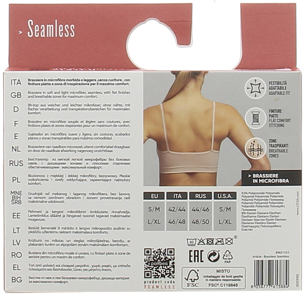 Brassiere Microfibra Elasticizzata Senza Cuciture L/Xl Bianco Pompea - Foto 3