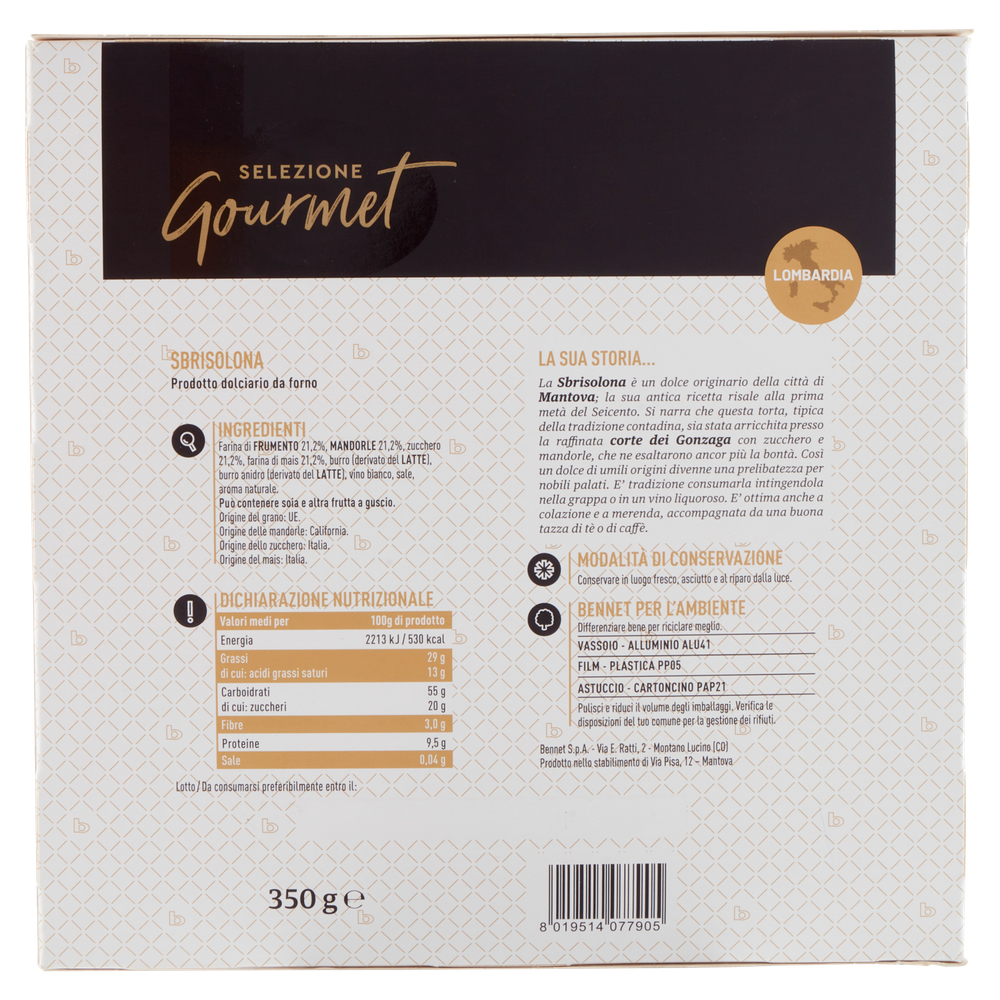 Torta Sbrisolona Selezione Gourmet Bennet