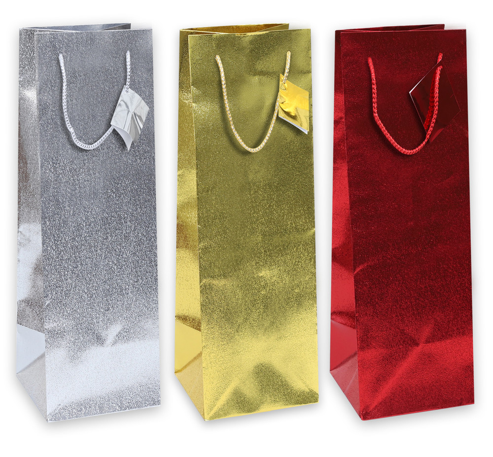 Sacchetto Per Bottiglia In Carta Metalizzata Goffrata - Foto 1