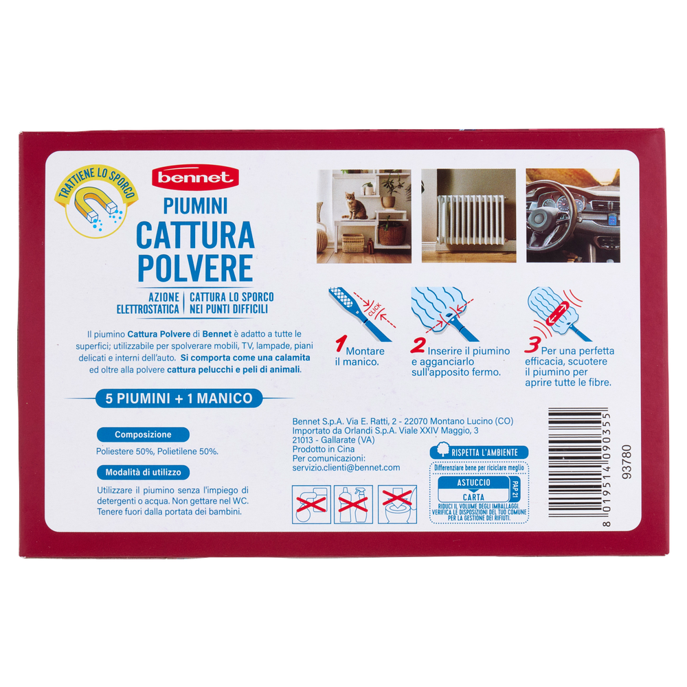 Piumini Catturapolvere 5 Piumini + 1 Manico Bennet - Foto 3