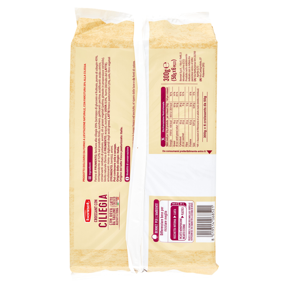 Croissant Alla Ciliegia Lievitazione Naturale 6x50g Bennet - Foto 3