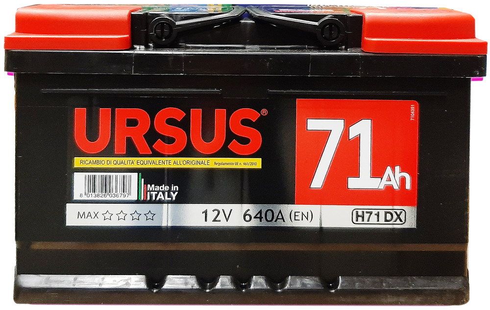 Batteria Per Auto Ursus Max 71 A/H Con Maniglia Polarità Dx - Foto 1