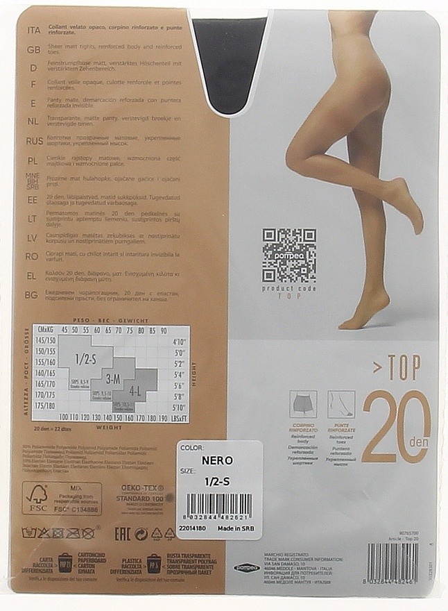 Top 20 Collant Tg 1/2 Nero 20 Denari Pompea - Foto 2