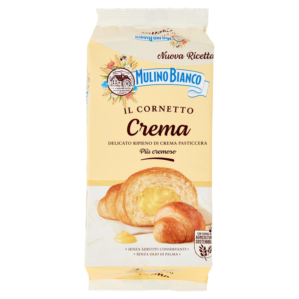 Merendine Cornetti Alla Crema Senza Additivi 6x50g Mulino Bianco - Foto 1