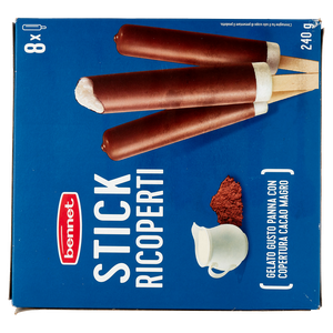 8 Sticks Gelato Latte Con Copertura Cacao Magro Bennet