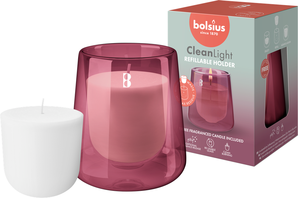 Candela Clean Light Red + Refill Legno Di Cedro E Vetiver Bolsius - Foto 1