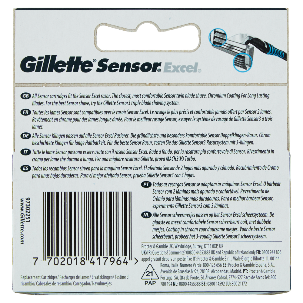 Lamette Rasoi Sensor Excel 5 Ricariche Gillette