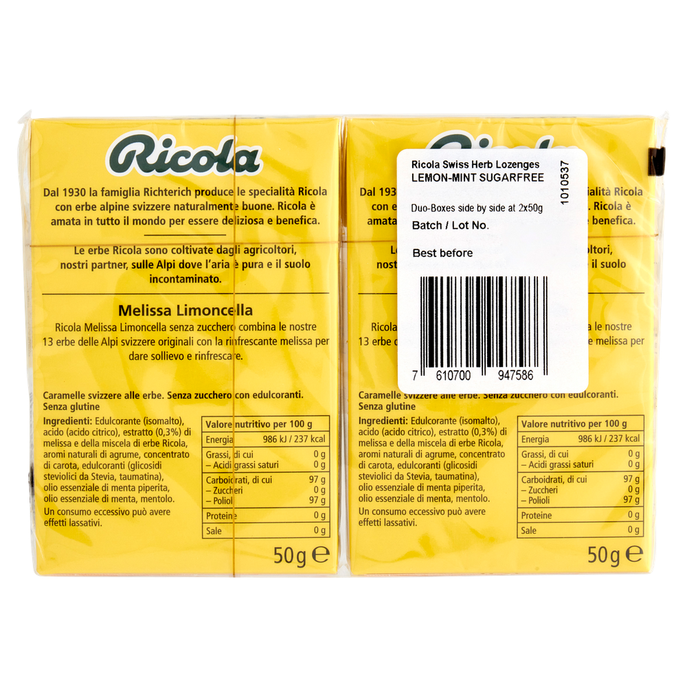 Caramelle Melissa Limoncella Senza Zucchero 2x50g Ricola - Foto 3