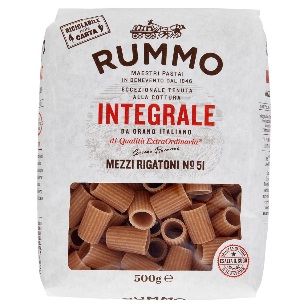 Pasta Mezzi Rigatoni Integrali N.51 Rummo - Foto 1