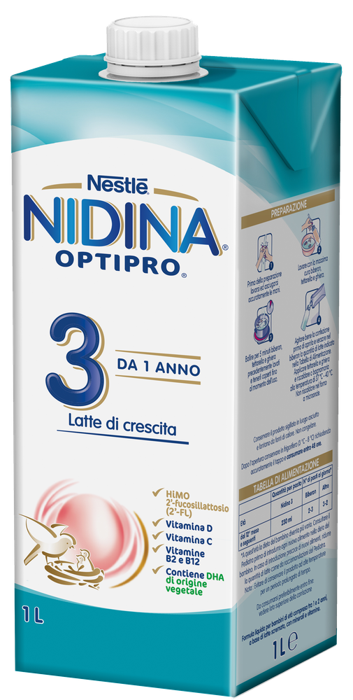 NESTLÉ NIDINA Optipro 2 Latte di proseguimento liquido da 6 mesi, 12 Brick  da 500 ml (6 L)