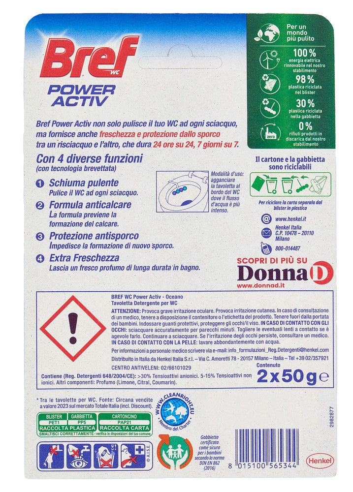 2 Tavolette Per Wc Effetto Deodorante Power Activ Pino Bref - Foto 3