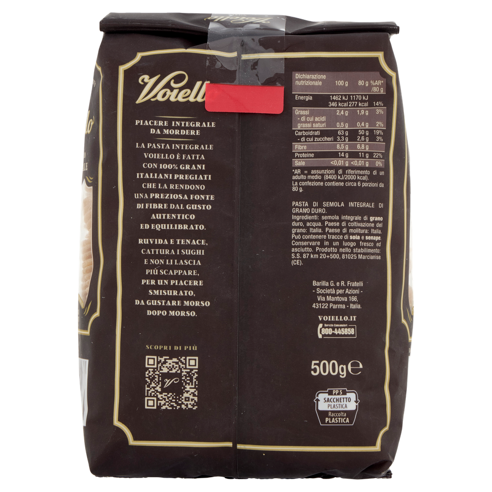 Pasta Il Fusillo Integrale N.141 Di Grano Aureo 100% Italiano Voiello - Foto 3