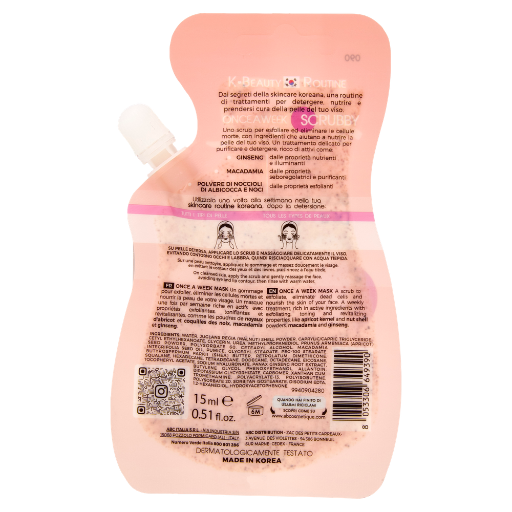Scrub Viso Detergente Once A Week Scrubby Albicocca - Ginseng 15 Ml Hq - Foto 3