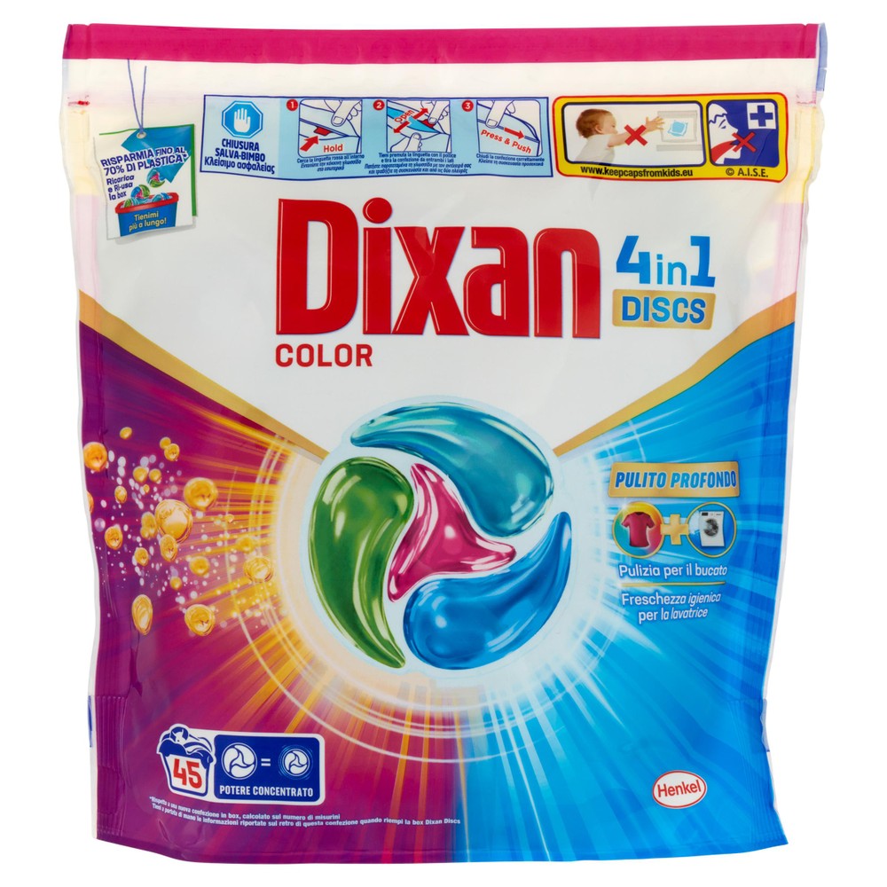 45 Discs Detersivo Predosato Per Lavatrice Color Dixan - Foto 1