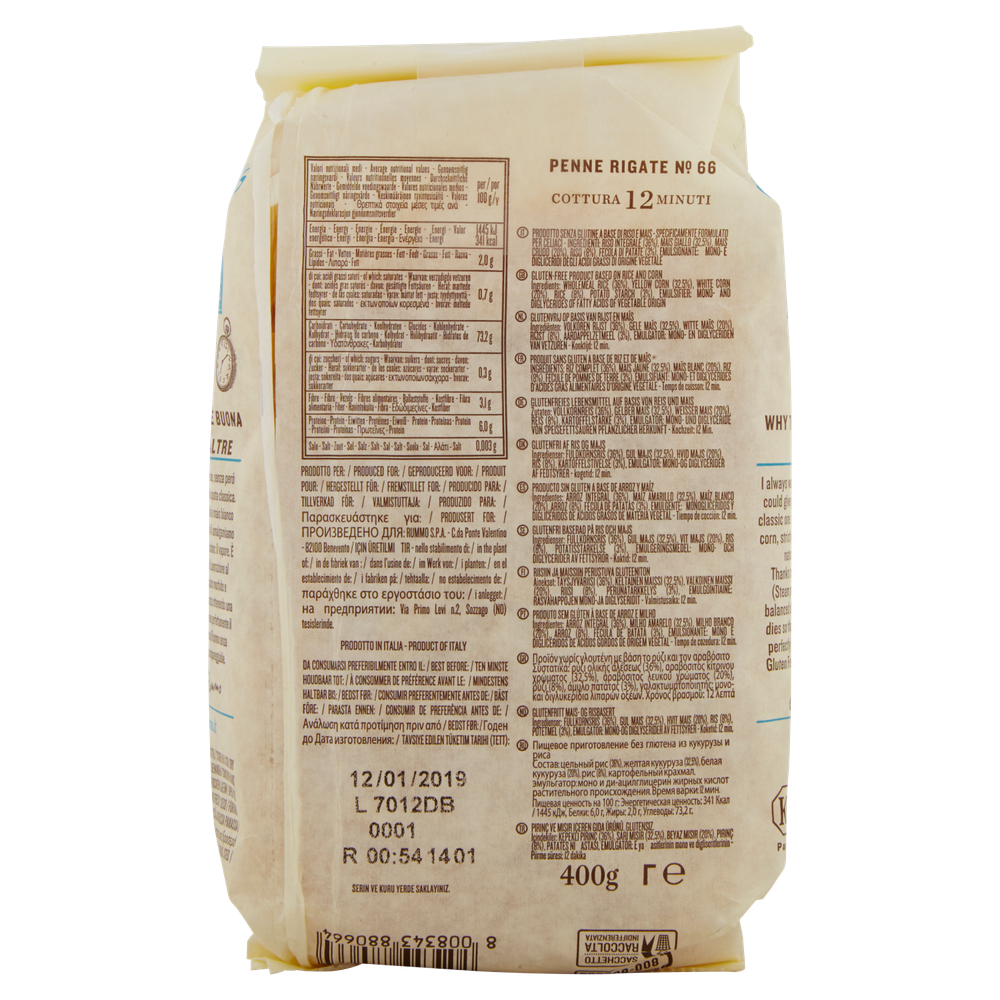 Penne Rigate 66 Rummo Gluten Free - Foto 3