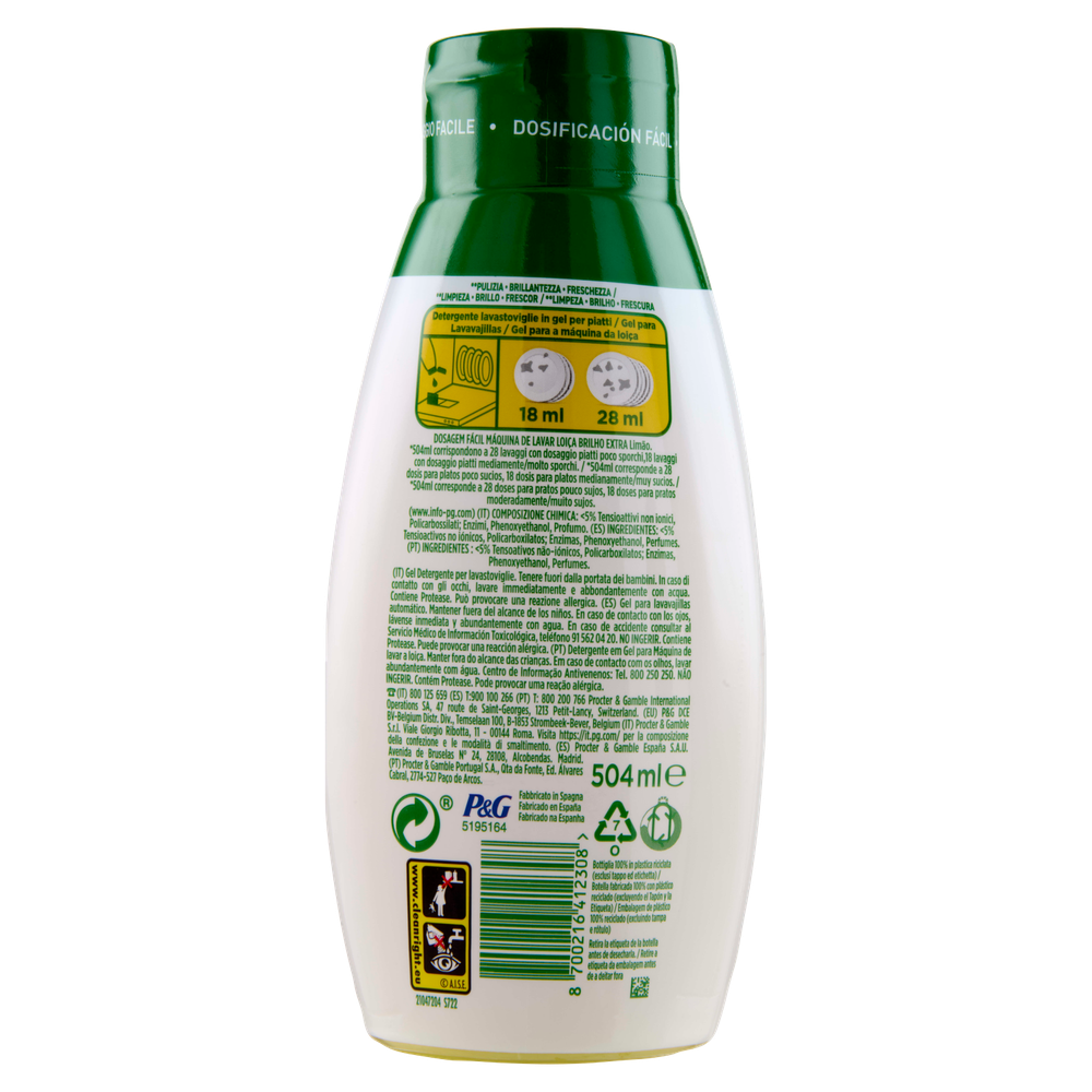 Detersivo Lavastoviglie Gel Platinum Limone Fairy 504 Ml - Foto 3