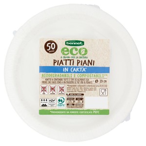 50 Piatti Piani In Carta Diametro Cm 22 Bennet Eco - Foto 1