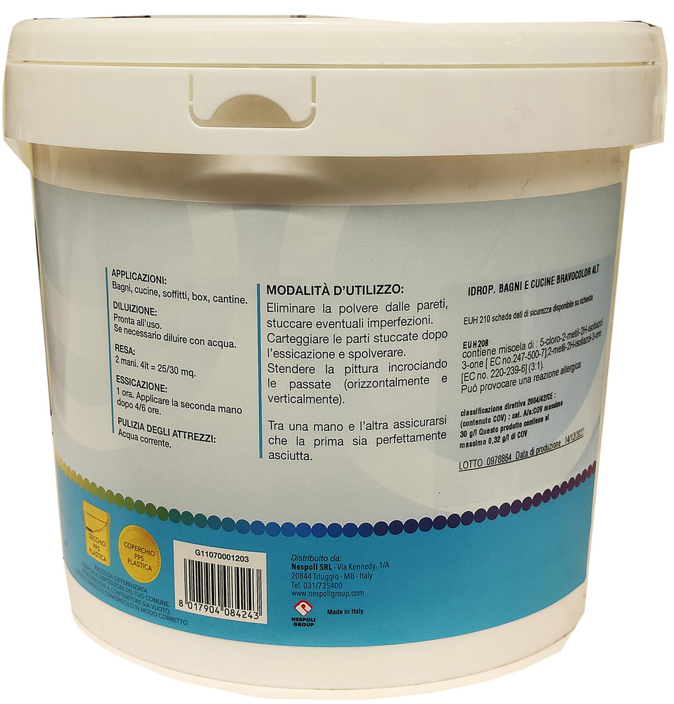 Idropittura A Base D'acqua Per Bagni E Cucine 4 L. Bravo Colors - Foto 2