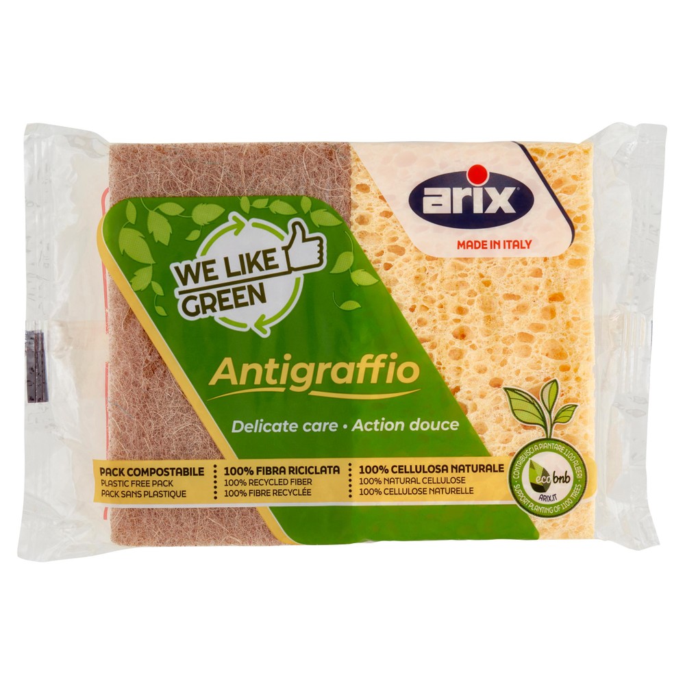 2 Spugne Abrasive Antigraffio Cellulosa Arix We Like Green - Foto 1