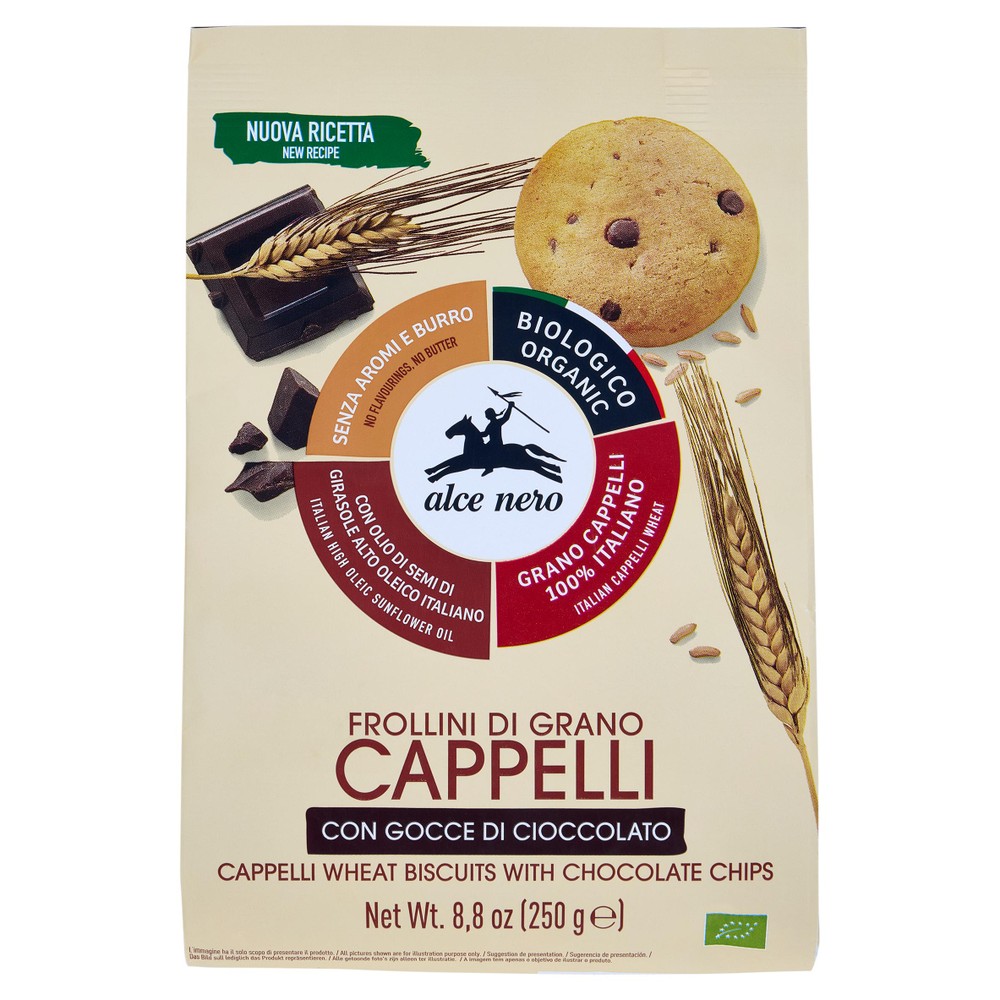 Biscotti Di Grano Cappelli Con Gocce Di Cioccolato Bio Alce Nero - Foto 1