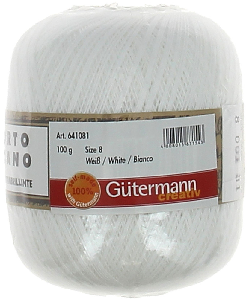 Filo Crochet Colore 001 Bianco Taglia N.8 Gr.100 Gutermann