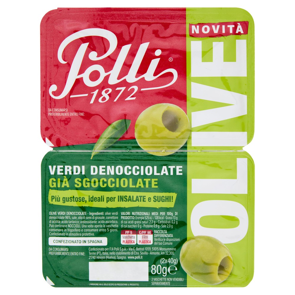 Olive Verdi Denocciolate Gia Sgocciolate 2x40g Polli - Foto 1
