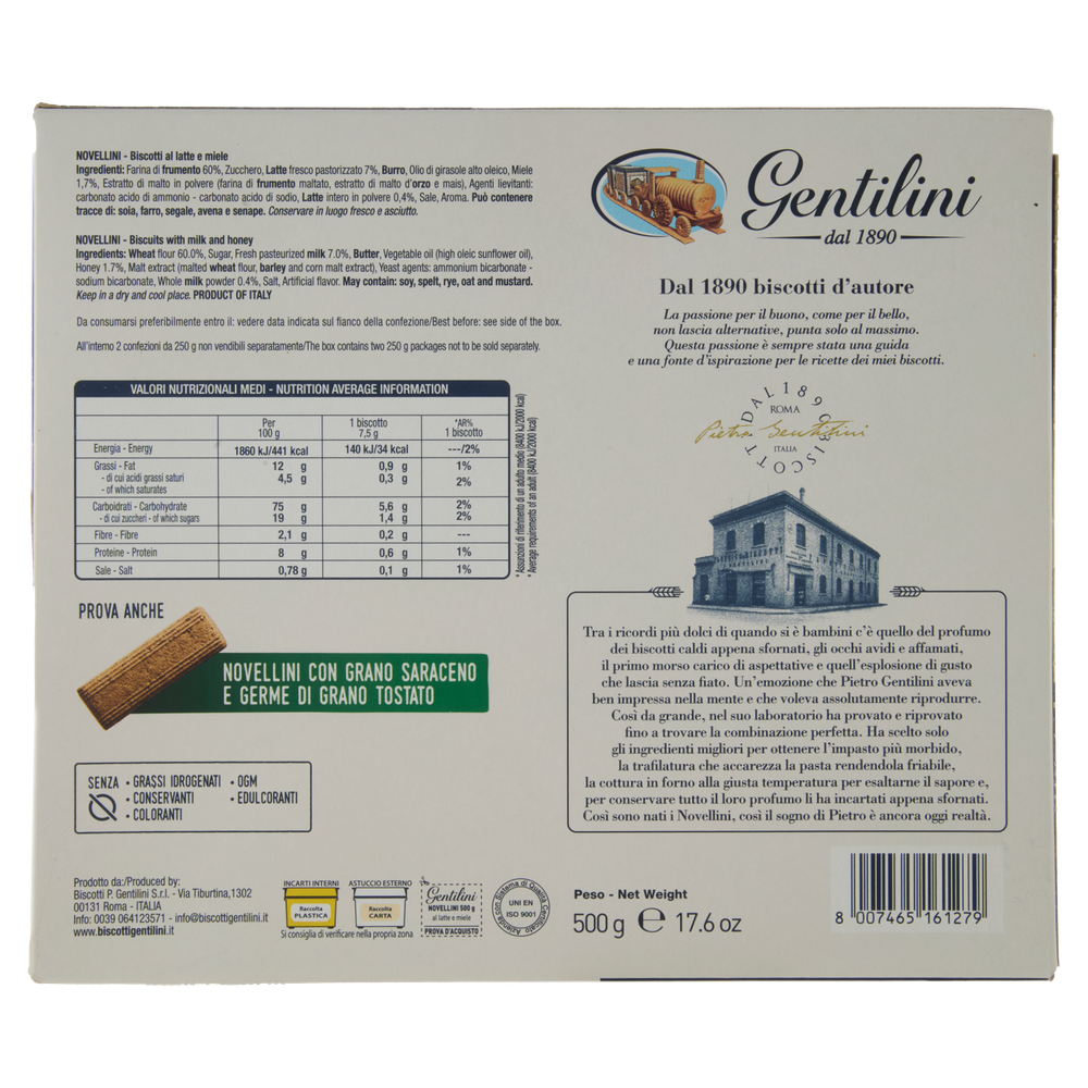 Biscotti Frollini Novellini Al Latte E Miele 2x250g Gentilini - Foto 3
