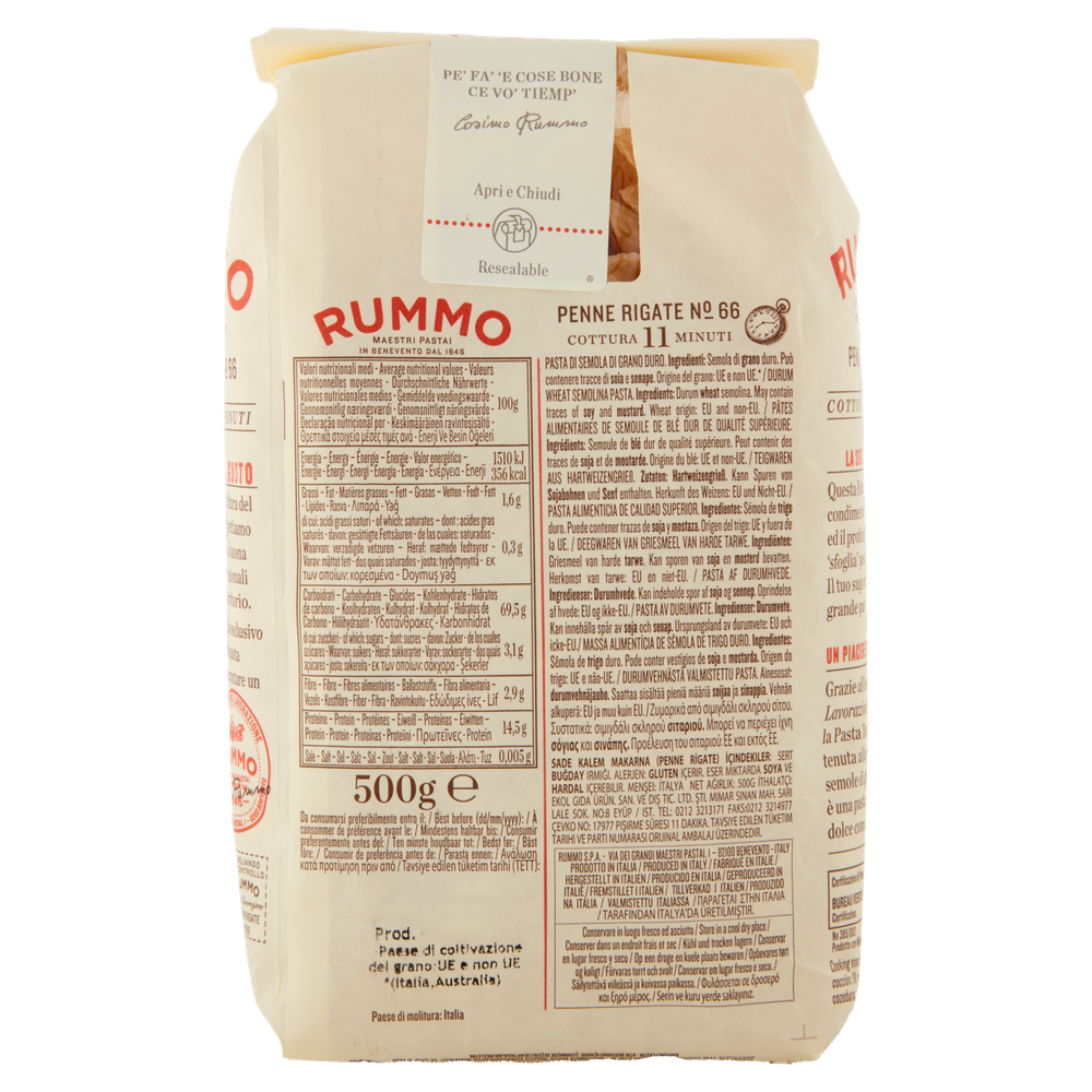 Pasta Penne Rigate N.66 Rummo - Foto 3