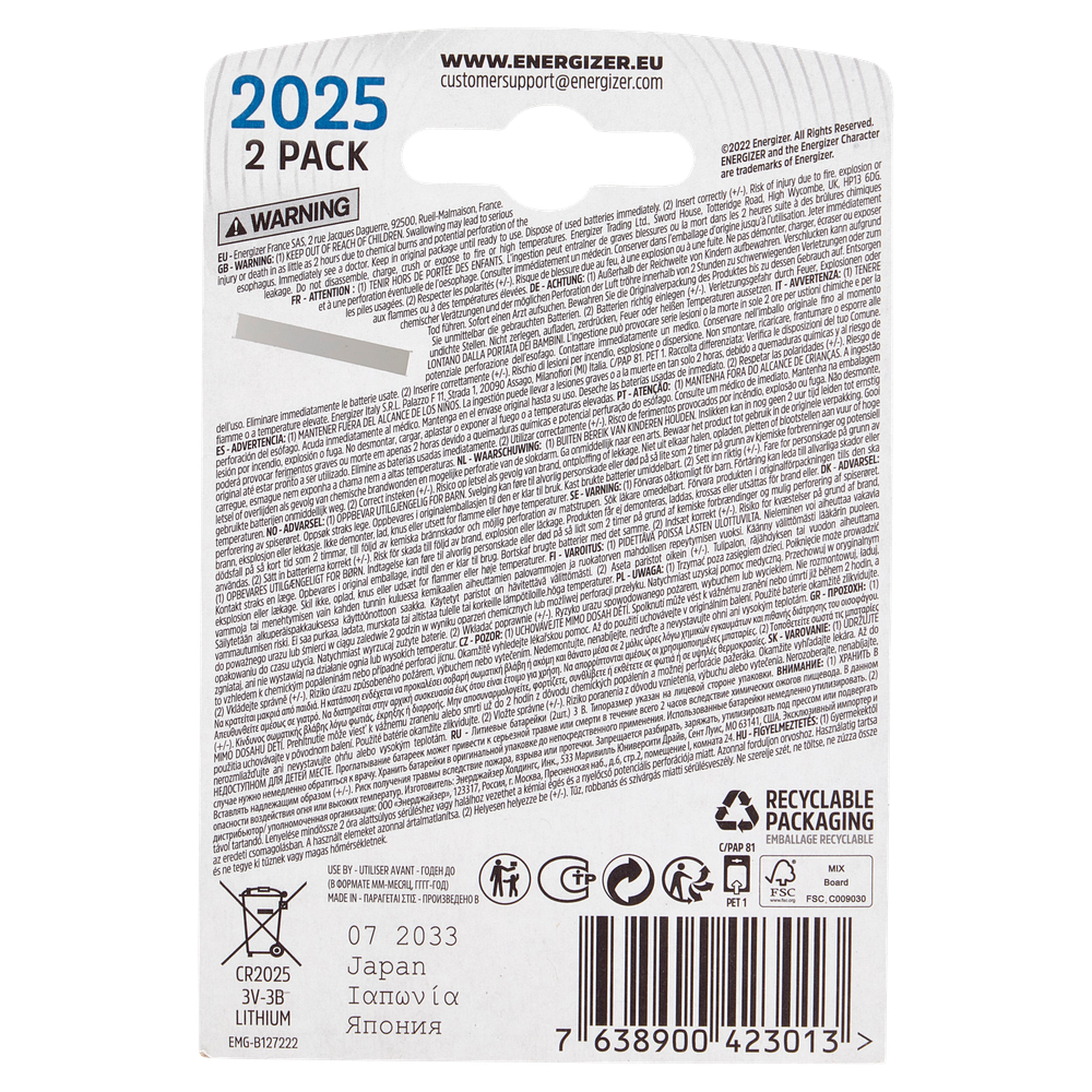 2 Pile Cr2025 Lithium Performance Energizer - Foto 3