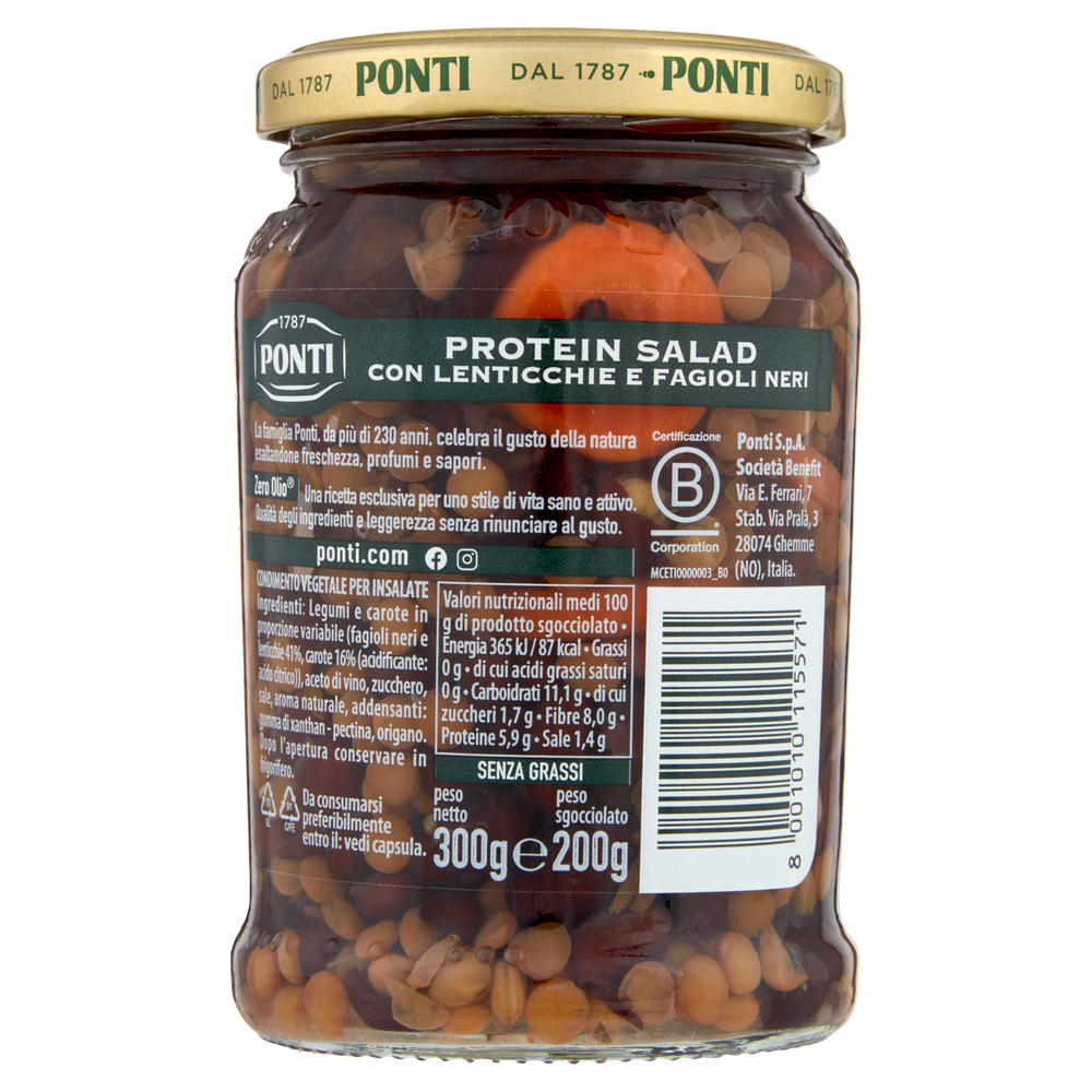 Condimento Protein Salad Con Lenticchie E Fagioli Neri Zero Olio Ponti - Foto 3