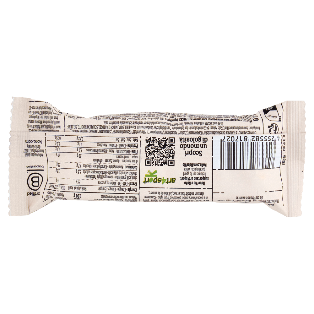Koro X Bebe Vio Vegan Barretta Di Avena Bio Arachidi E Cioccolato - Foto 3