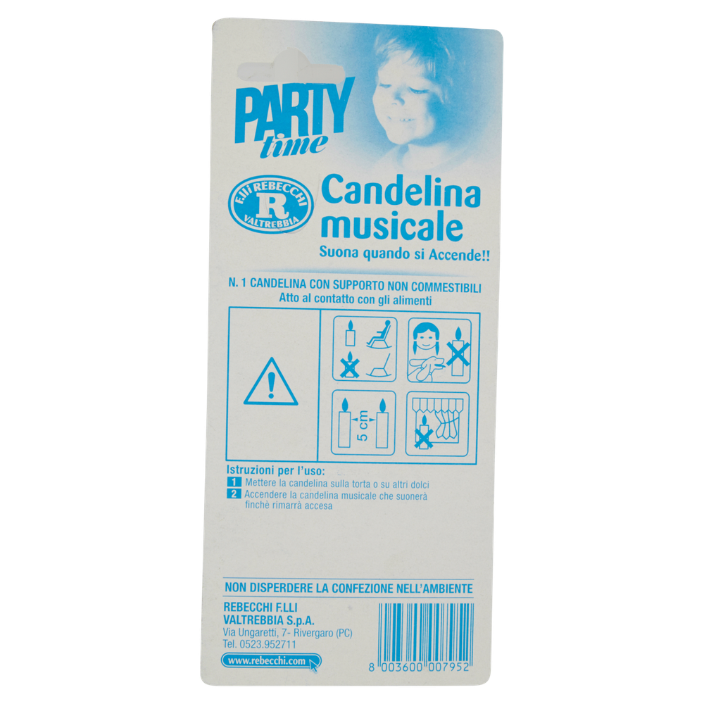 Candelina Musicale Azzurra Con Supporto F.Lli Rebecchi Valtrebbia - Foto 3