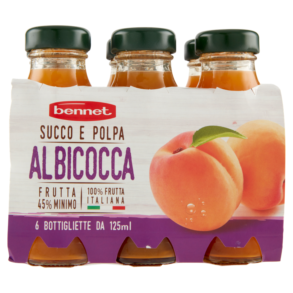 Succo E Polpa Di Albicocca Bennet 6 Da Ml.125 Cad.
