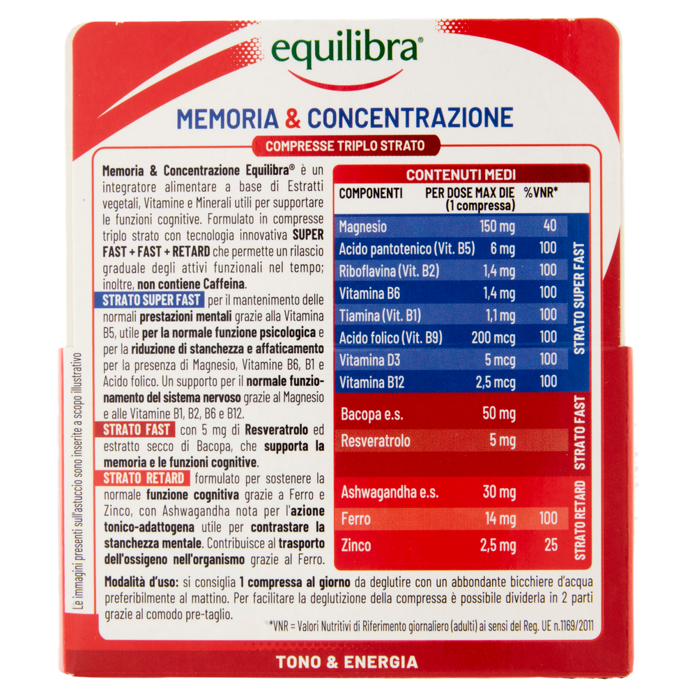 Equilibra Memoria & Concentrazione Compresse Triplo Strato 30 X 1,15 G - Foto 3